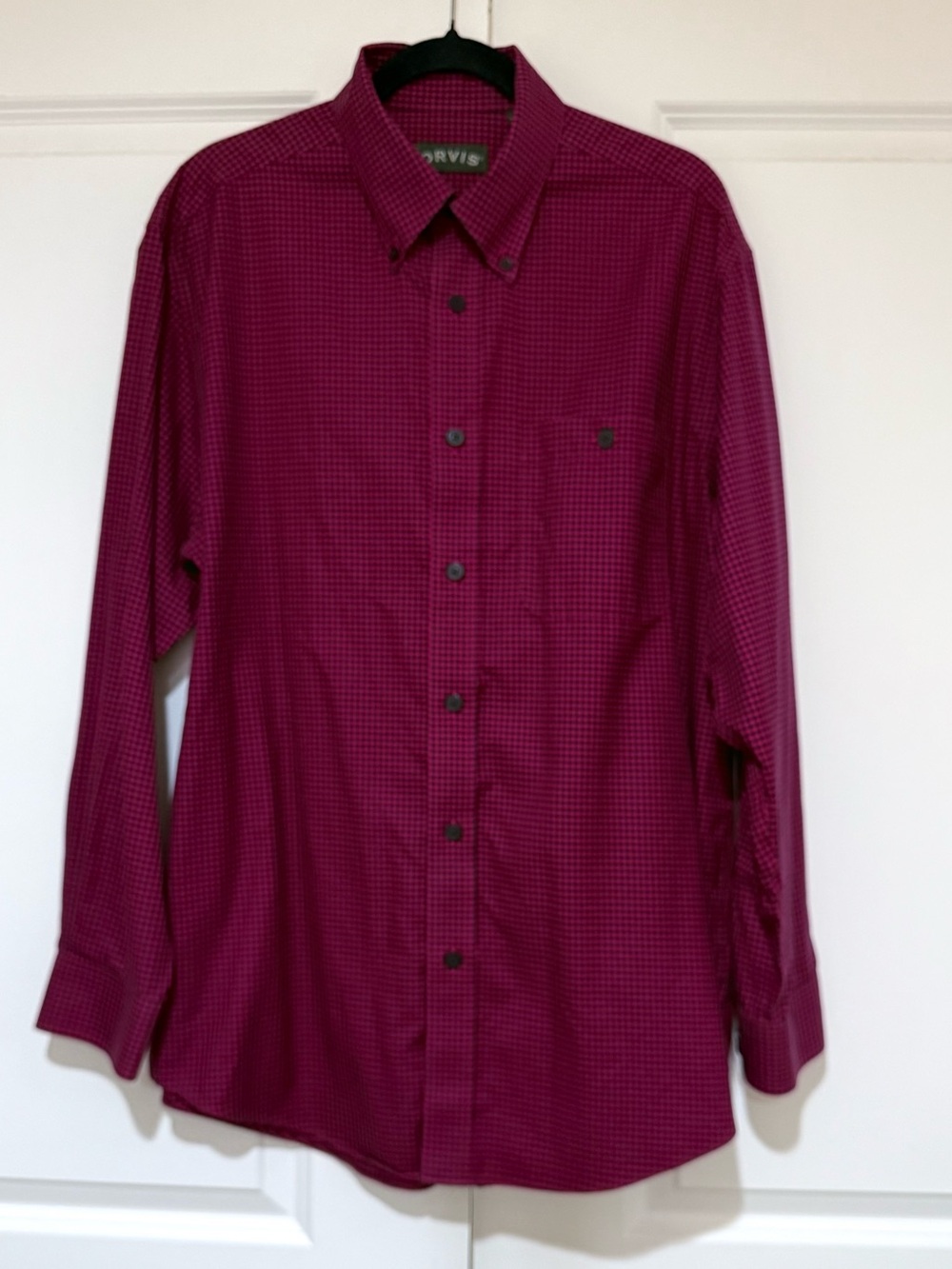 Orvis Men's Red & Black Gingham Button-Down Shirt 💯% Cotton